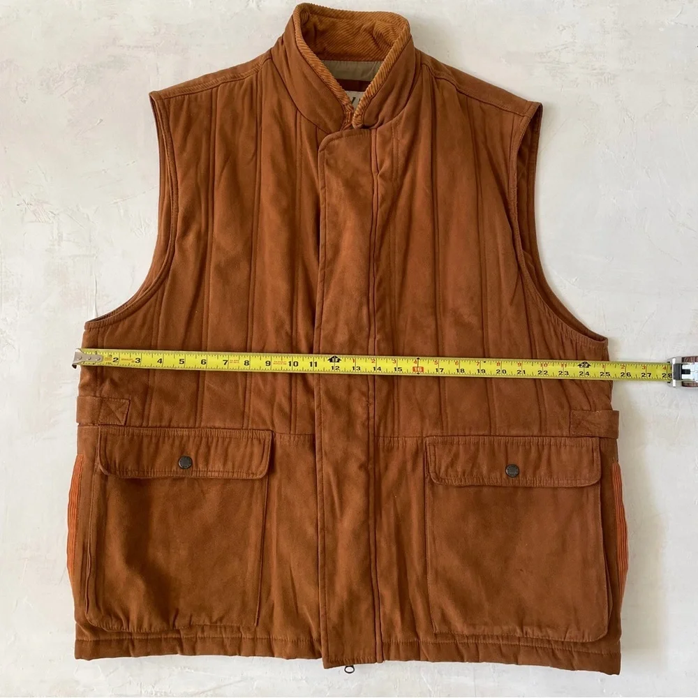 Orvis Mens Vest Brown Burnt Amber Sueded Polyester Corduroy Collar Size XL - Picture 7 of 8